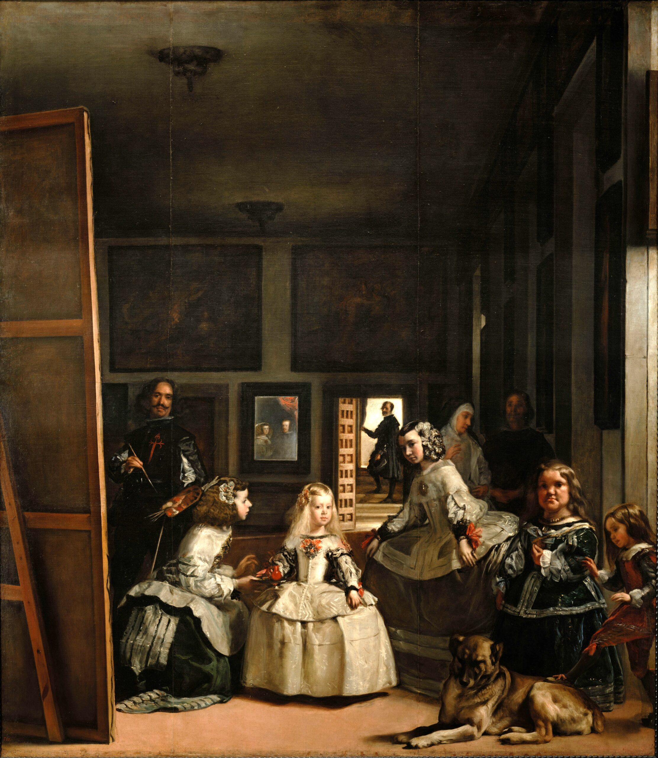 Das berühmte Gemälde Las Meninas von Diego de Velazquez. Man sieht den Maler selbst wie er malt, umgeben von verschiedenen Personen.